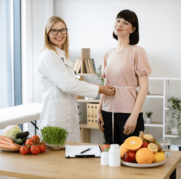 Doctor and patient with healthy food