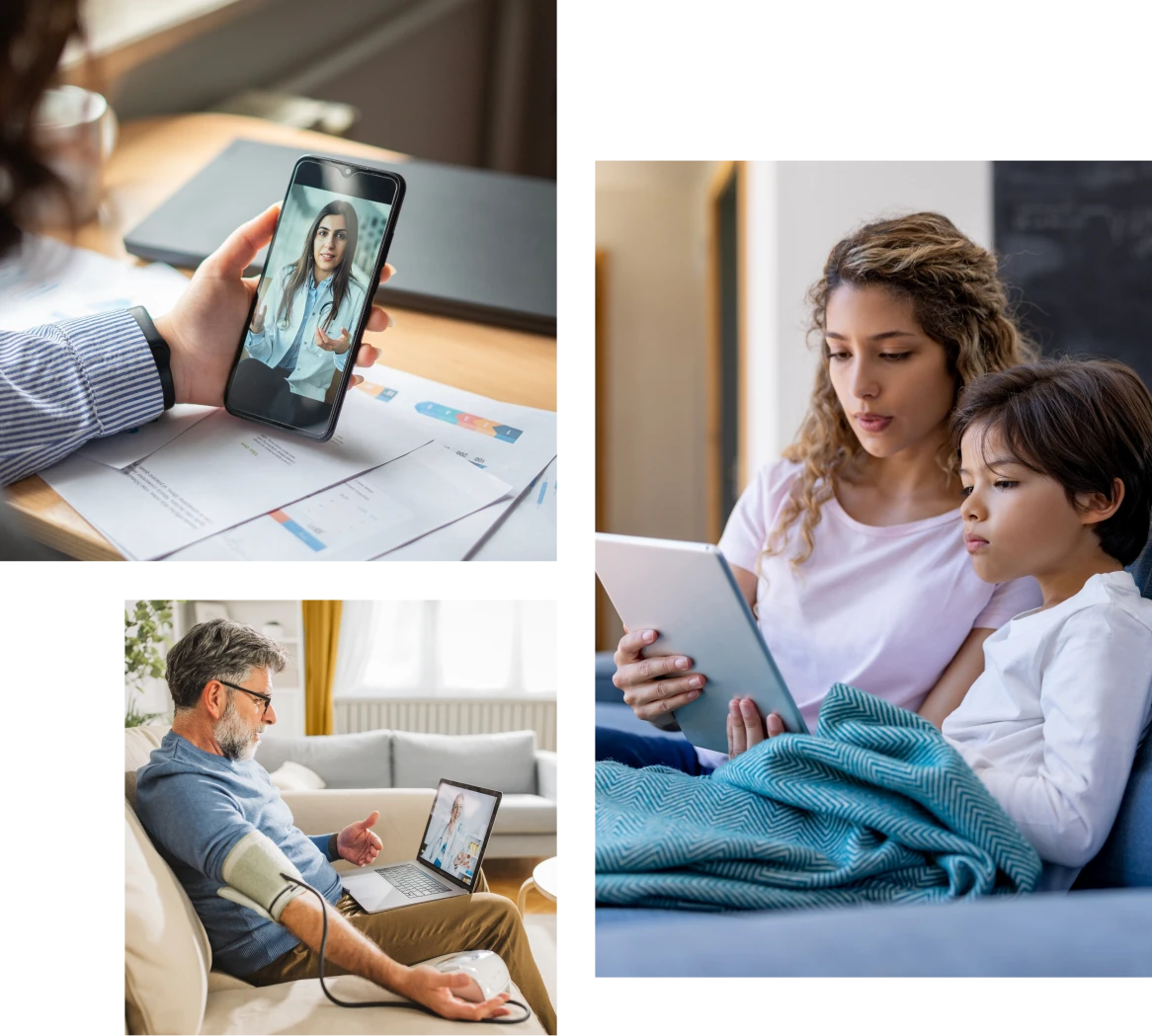 Mother and child using tablet