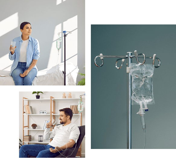 Woman receiving IV therapy at home